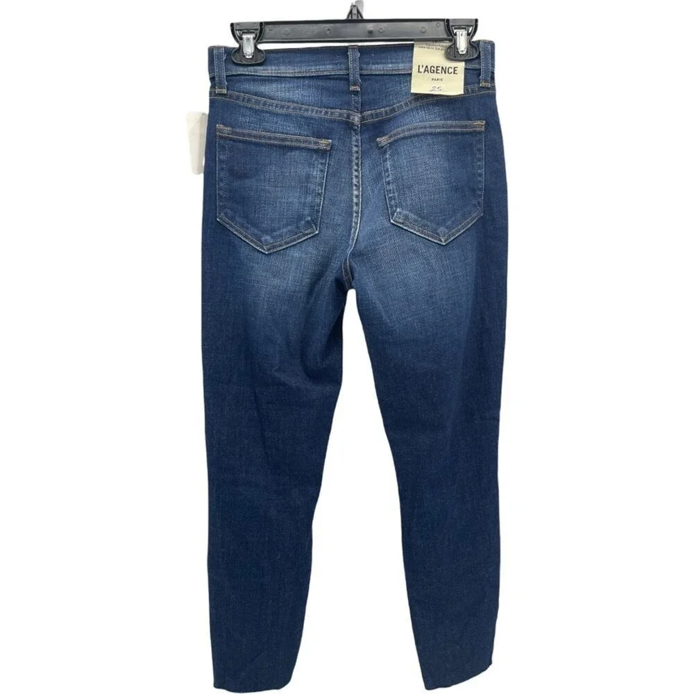 L'AGENCE Abigail French Slim Ripped Skinny Jeans In Dark Diamond Destruct 25 NEW